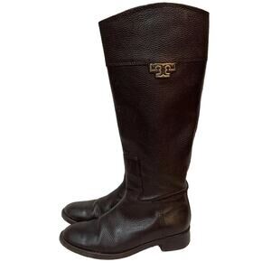 Womens Tory Burch Joanna Brown Leather Tall Riding Boots-8